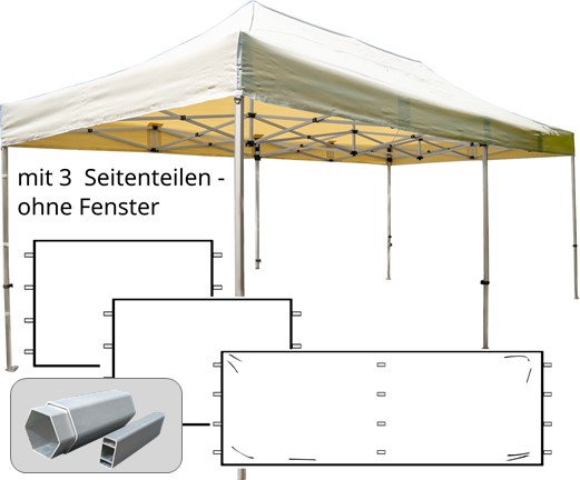 3x6m PROFI-ZELTE Faltpavillon Alurahmen Hexagon 40mm, 100% wasserdicht