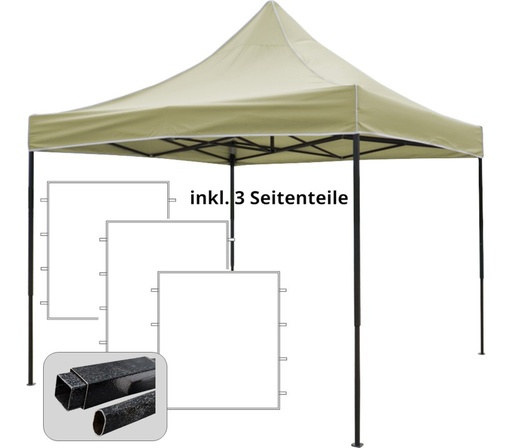 3x3m Profi-Zelt Faltpavillon, Stahl, 100% wasserdicht