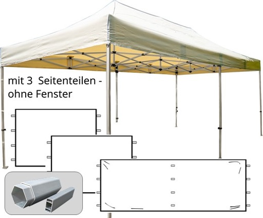 3x6m PROFI-ZELTE Faltpavillon Alurahmen Hexagon 40mm, 100% wasserdicht