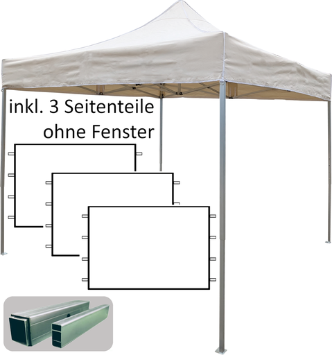 3x3m PROFI-ZELTE Faltpavillon, Alurahmen 30mm, 100% wasserdicht